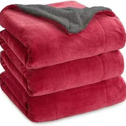 Goyal's Ultra Soft Flannel Sherpa Blanket for Winter | Double Bed Reversible Plush Blanket 85 x 90 Inches | Thick, Warm & Cozy Dual Layer Microfibre Blanket | Fade & Wrinkle Resistant - Maroon-picture-22