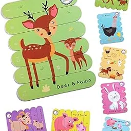 Intelliskills 24 Pieces Stick Puzzle Animals & Babies |Fun Way to Learn Number & Animal & Their Babies Names| Multicolour, 3+ Years-picture-47