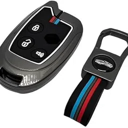 BKN Premium Metal Soft Car Key Shell with Keychain & Full Protection Key Cover Compatible with Maruti Suzuki 3 Button Nippon | Ritz Smart Remote Shell (3 Button Smart Key)-picture-32