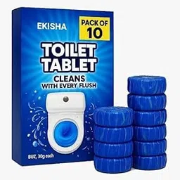 EKISHA Automatic Flush Toilet Bowl Cleaner Tablets, Bathroom Toilet Tank Cleaner, Powerful Cleaning Ball Toilet Blue Deep Clean Bubbles, Mild Lemon Scent (Pack of 10)-picture-50