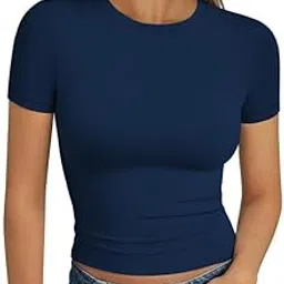 Womens Square Neck Short Sleeve Crop Top Double Lined Slim Fitted Basic Tee Going Out Cute Summer T Shirt TrendyVG17-image-80