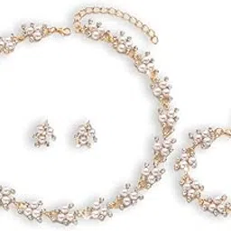 shining diva fashion Pearl Bracelet Earrings Necklace Combo Jewellery Set for Women Latest Stylish Design Fancy (16988s)-picture-28