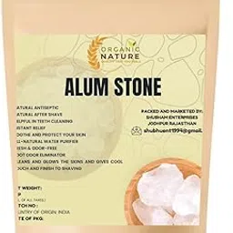 Organic Nature Alum Stone (Fitkari) 400 gm |Crystal White Stone| White Phitkari Stone Crystal-image-1