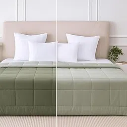 Cozysoft Oversized Reversible Queen Comforter | Hotel Luxury All Season Quilt | Soft Microfiber Lightweight Warm Bedding Blanket Olive & SAGE Green-picture-22