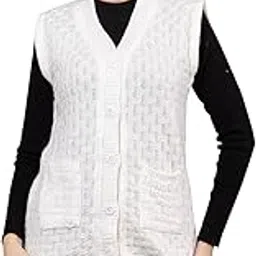 swaaglok - style that speaks Women’s Sleeveless Wool Blend Cardigan Vest | Button Down Knitwear with V-Neck & Pockets | Stylish Winter Layering for Casual & Office Wear image 1