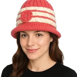 famyro Stylish Woolen Cap for Women & Girls – Soft Knitted Winter Beanie Hat with Floral Design, Warm Thermal Knit Wool Cap for Cold Season Wear-picture-20