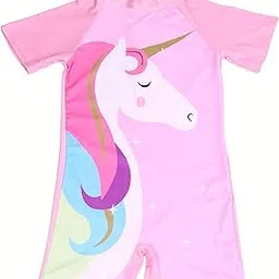 Bubble Berry Swimming Costume for Girls I Pink Unicorn Swimsuit | One-Piece Swimwear | 3 to 10 Years-image-1