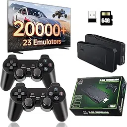 Viart Creation Plug & Play Ultra Hd Game Stick for TV with 20,000+ Built-in Games Wireless Video Game Console with 2 Controllers 64Gb Card, 23 Emul. Retro Gaming for Kids 7-14-image-0