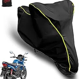 AUTOBIRSA Waterproof Two Wheeler Cover for Honda Livo Bs6 Bike| UV Proof, Heat Resistant & All Weather Protection | Black & Yellow Piping Color | Durable & Triple Stitched - Custom Fit Cover image 1