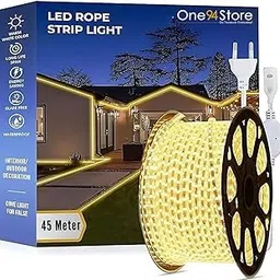 One94Store 45 Meter LED Rope Light for Decoration – Waterproof SMD Cove Light for Ceiling, Home Décor, LED Pipe Light for Diwali, Festival, Indoor, Outdoor Use (Warm White)-image-13