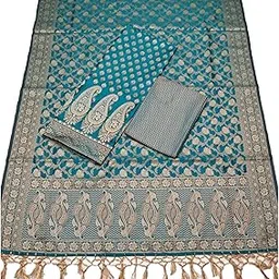 the sdf india Women's Poly Silk Woven Banarasi Jacquard Salwar Suit Dress Material-picture-30