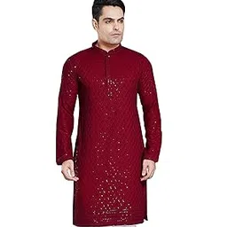 divisive Men's Sequince Embroidered Cotton Blend Only Kurta-picture-21