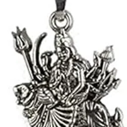 cresha Antique Look Durga Maa God Pendant Locket Silver Tone Temple Jewellery for Men | Women | Boys | Girls-picture-35