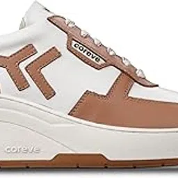coreve Cipher Mocha Mousse Women LeatherSneaker | Stylish Casual Comfort | Cushioned Sole | Versatile Footwear-picture-12