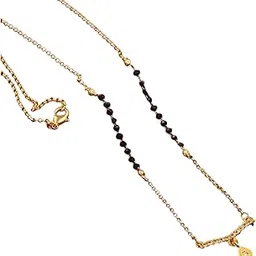 Traditional Micro Gold-Plated Chain and American diamond Crystal Pendant Short Mangalsutra 18 Inch for Women, Gift for Wedding, Anniversari, Special Occasion-image-71