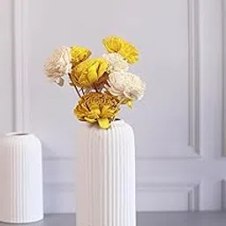 Craftribal's Modern White Ceramic Flower Vase(10 Inches) for Living Room, Flower Pots for Home Decoration, Home Decor, Line Vase,Ribbed Vase-image-92