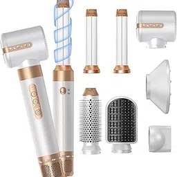 Blow Dryer Brush 7inONE,110000RPM High-Speed Negative Ionic Hair Dryer with Diffuser Concentrator,Curling Iron Hair Straightener Round Brush Blow Out Magic Styler, Volumizing Air Styler (Multi)-image-34