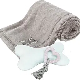 Trixie Junior Puppy Set, Puppy Blanket and Toys Set Consists of 2 Toys & A Grey Fleece Blanket-picture-57
