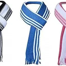 rbm Combo Of Unisex Woolen Winter Muffler For Men & Women | Warm Knitted Striped Scarf For Cold Weather | Soft & Stylish Wool Muffler (Any 3 Random Color)(MFL01PO3)-picture-47