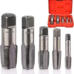 5 Piece Tap Set, Taper Pipe, 1/8" - 27 npt, 1/4" - 18 npt, 3/8" - 18 npt, 1/2" - 14 npt, 3/4" - 14 npt, NPT Pipe taps are designed to clean and or re-thread damaged or Jam Pipe threads-picture-45
