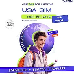 ZetSIM USA eSIM � 1GB Data for 7 Days | Instant QR Code Delivery | Prepaid Travel SIM for USA | No Roaming Charges image 1