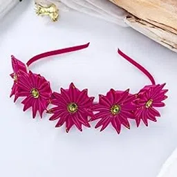 gadinfashion ™ Flower Hair Band For Baby Girls/Flower Head Band,Bridal Hair Band For Women Pack_01, Color_pink-picture-31