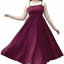 Women's Sleeveless Fully Stitched Polycrepe Gown Dress | Ankle Length | Square Neck | Stylish and Comfortable | Plain and Solid | Flairy Dress-picture-11