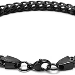 the men thing TWIN TOUGH - 5mm Titanium Steel Black Bracelet for Men & Boys (8 inch)-picture-42