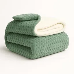 Nivasam Plush Luxury Ultra Soft Crystal Velvet 1 Faux Fur Sherpa Quilt King Size Fluffy Furry Comforter Razai Ideal for Heavy Winters (Bubble Mint)-image-63