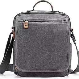 Unisex Soft Canvas Material 11" Messenger Bag (Grey)-image-59