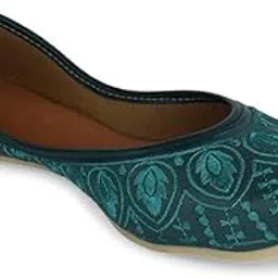 hulya Teal Embroidery Mojari for Women-picture-39