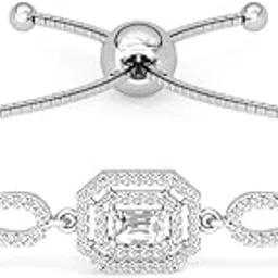 clara 925 Pure Silver Octa Solitaire Hand Bracelet | Adjustable, Anti Tarnish, Swiss Zirconia | Gift for Women and Girls image 1
