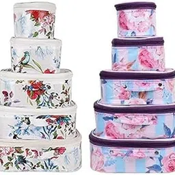 Ultimatefashionista Combo Pack of 2 Supreme Quality Cosmetic Box Set of 5pc Vanity Box, Makeup Kit, Makeup Pouch,Travel Accessories,Cosmetic Pouch for Women Travel (Multicolor) (Purple,White)-picture-37
