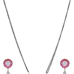 adwitiya collection Gold-Plated AD Stone-Studded With Black Beaded Chain Mangalsutra-picture-20