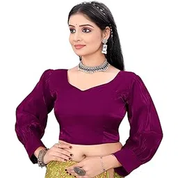 pu fashion Readymade Padded Blouse for Women in Premium Zimmi Chho | Metallic Shine Fabric | Long Puff Sleeves | Back Hook Design | Stylish for Saree & Ethnic Wear-picture-23