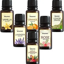 Brahmz Aroma Oils Gift Set, 6 Bottles, 10g Each, Vanilla, Orange, Lemongrass, Lavender, Rose, Apple Cinnamon, Essential Oils for Aromatherapy-picture-26