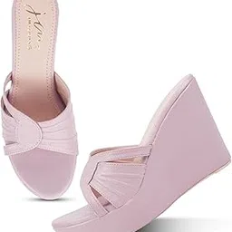 jm looks Women’s Round Toe Wedge Heel Slip-On Sandals | Stylish Platform Heels for Casual & Party Look-picture-38