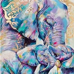 SNMUW Elephant Diamond Painting Kits, 5D Diamond Painting Kits for Adults, Colourful Rhinestone Diamond Arts Kits for Beginners, Great Home Wall Decor Gifts (12x16 inch)-image-8