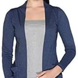 khushi creation Women/Girl’s Cotton Formal Shrugs with Pocket & Full Sleeve (Small -XXL) (Small, Nevy Blue)-picture-25