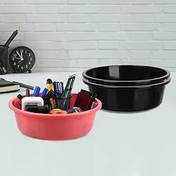 Heart Home Pack of 3 Desk Organizer | Stationery Organizer | Multipurpose Storage Organizer | Office Supplies for Pen-Pencil-Staplers | Desktop Organizer | 6 LTR | Black & Pink-picture-64