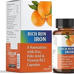 Zeelab Rich Run Iron Supplement | A Haematinic with Zinc, Folic Acid and Vitamin B12 Capsules (30 Capsules per Jar)-picture-17