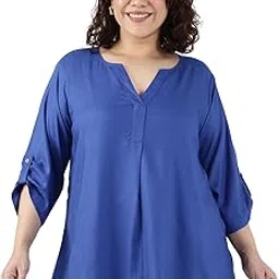 the pink moon Women's Plus Size Solid Cobalt Top (TOP_NIM18_CBLT-5XL)-picture-55