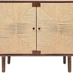 Solid Mango Wood Storage Cabinet with Rush Weave Doors, Teak Finish, 96.52 x 55.88 x 83.82 cm-picture-28