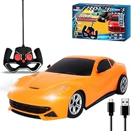 Wembley Turbo Racer Toy Car| 27MHz Remote Control Car| 1:24 Scale Toy Multi Directional RC Car| Battery Operated & Type-C Rechargeable| Advanced Toy with LED Lights| Ideal Gift for Boys (Orange)-picture-19