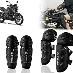 Auto Pearl Motorcycle Knee Shin Guards Elbow Pads, 4 in 1 Monstor Style Knee Shin Safe Protection Armor for Moto Cycling Racing compatible with Pulsar 250BS6 (Black, 4Pcs)-picture-39