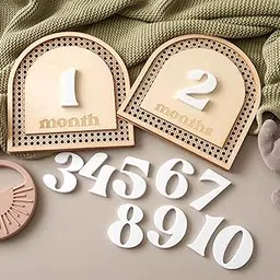 Curious Button Baby Monthly Milestones, Gift for Newborn, Engraved Name Milestones, Baby Shower Gift, Wooden Milestone Cards, Baby Photo Sign-image-73