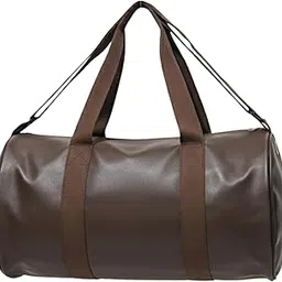 Gym Bag | Leather-Look Duffel with Dual Handles & Adjustable Strap | Spacious Sports and Travel Bag for Men & Women | Durable, Stylish & Lightweight (Brown)-image-1