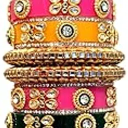 Rajwadi Rajasthani Multicolour Seep Chuda Bangles for Women Girls-picture-35
