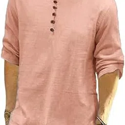 clothing veda Men's Cotton Blend Mandarin Collar Kurta Shirt | Full Sleeve Solid Casual Breathable Soft Fabric-picture-35