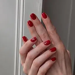 Set of 14 pc Glossy Red Nails, glossy press on, Short square shaped with free glue kit-picture-43